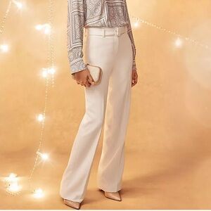 Women's White Pants belted boot cut in twill Ann Taylor